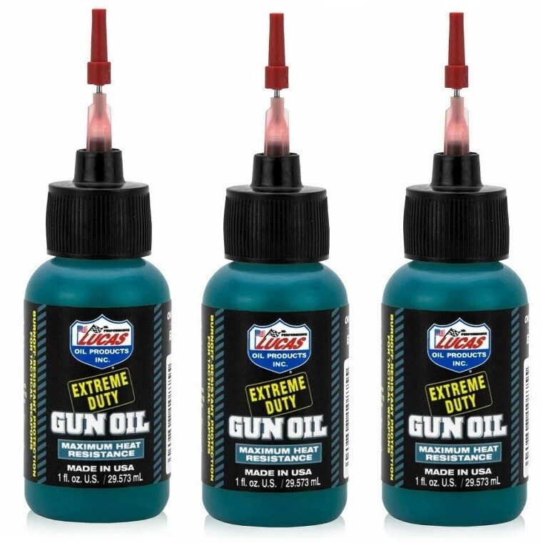 3 PACK Lucas Extreme Duty Liquid Gun Oil 1 oz Plastic Bottle | Needle Oiler