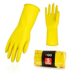 Vgo 5-Pairs Reusable Household Gloves Extra Thick Rubber Dishwashing Cleaning