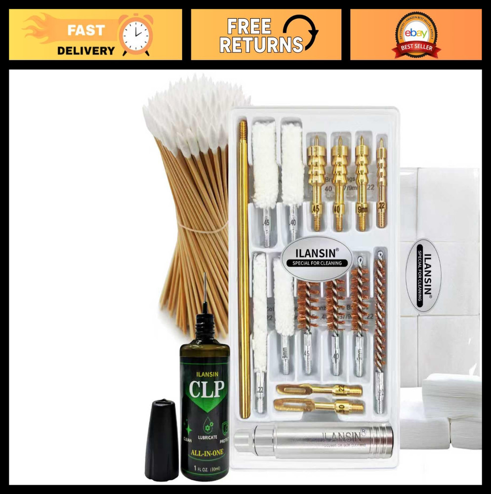 1700PCS Gun Cleaning Supplies Kit – 1500 Patches, 200 Swabs, Lint-Free Rags, Cot
