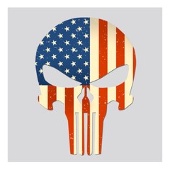 USA Flag Skull Sticker – Red / White / Blue – Made In USA