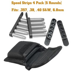 SdTacDuGe Molded Speed Strips Pouch with Pack of 4 5Cal38-357, Black Nylon