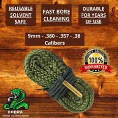 9MM Barrel Cleaning Snakes Clean Bore 20 Pack Lot Rope Easy Pull Fast Pistol