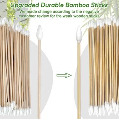 200 Pcs 6 Inch Gun Cleaning Cotton Swabs with Double Pointed Tips, Strong Bamboo