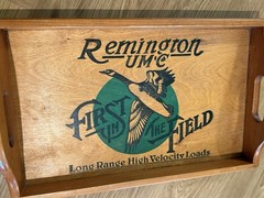 Remington First In The Field Wooden Gun Cleaning Tray Or Serving Tray Decor