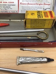 Used Vintage Outers Gunslick Rifle Gun Kit. Red Metal Box. No. 477. 30 Cal.