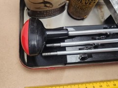 Vintage Outers Tin “Gunslick” Rifle Kit 30 Cal. w/original near full bottles