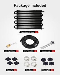 5/16″ Transmission Oil Cooler Tube and Fin Cooler Kit Universal 8 Pass Black