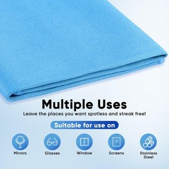 Homexcel Microfiber Glass Cleaning Cloths 6 Pk Lint Streak Reusable Microfiber