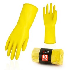 Vgo 10-Pairs Reusable Household Gloves Rubber Dishwashing Gloves Extra Thickness