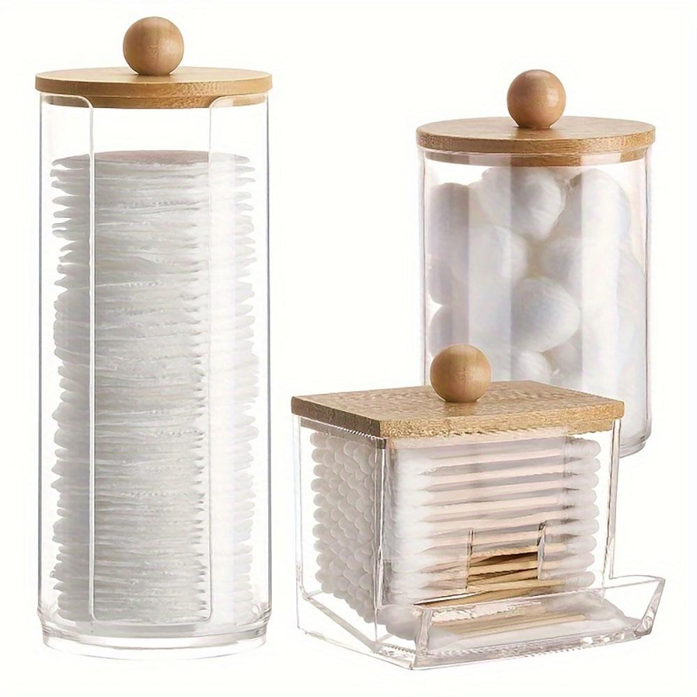 3pcs Cotton Swab Holder Bathroom Dispenser Cotton Ball Pad Flosser Storage Box