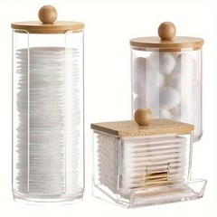 3pcs Cotton Swab Holder Bathroom Dispenser Cotton Ball Pad Flosser Storage Box