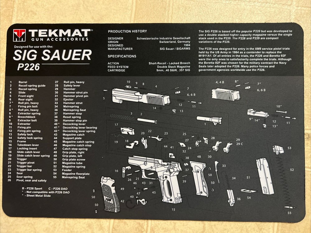 TekMat Sig Sauer P229 Pistol Cleaning Mat – 11×17