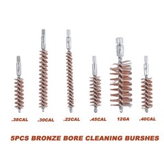 5Pcs Bronze Bore Brushes Cleaner Phosphor Bristle Rifle Gun Pistol Cleaning Tool