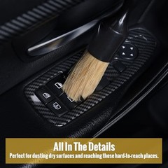 6PCS Car Detailing Brush Set, Ultra Soft Boars Hair Detail Brushes, Automotive