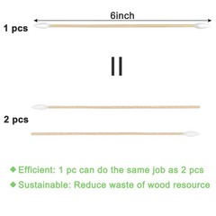 200 Pcs 6 Inch Gun Cleaning Cotton Swabs with Double Pointed Tips, Strong Bamboo