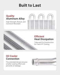 5/16″ Transmission Oil Cooler Tube and Fin Cooler Kit Universal 8 Pass Silver