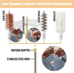 Efficient 12 Gauge Shotgun Cleaning Kit with Brass Patch Holder and Accessories