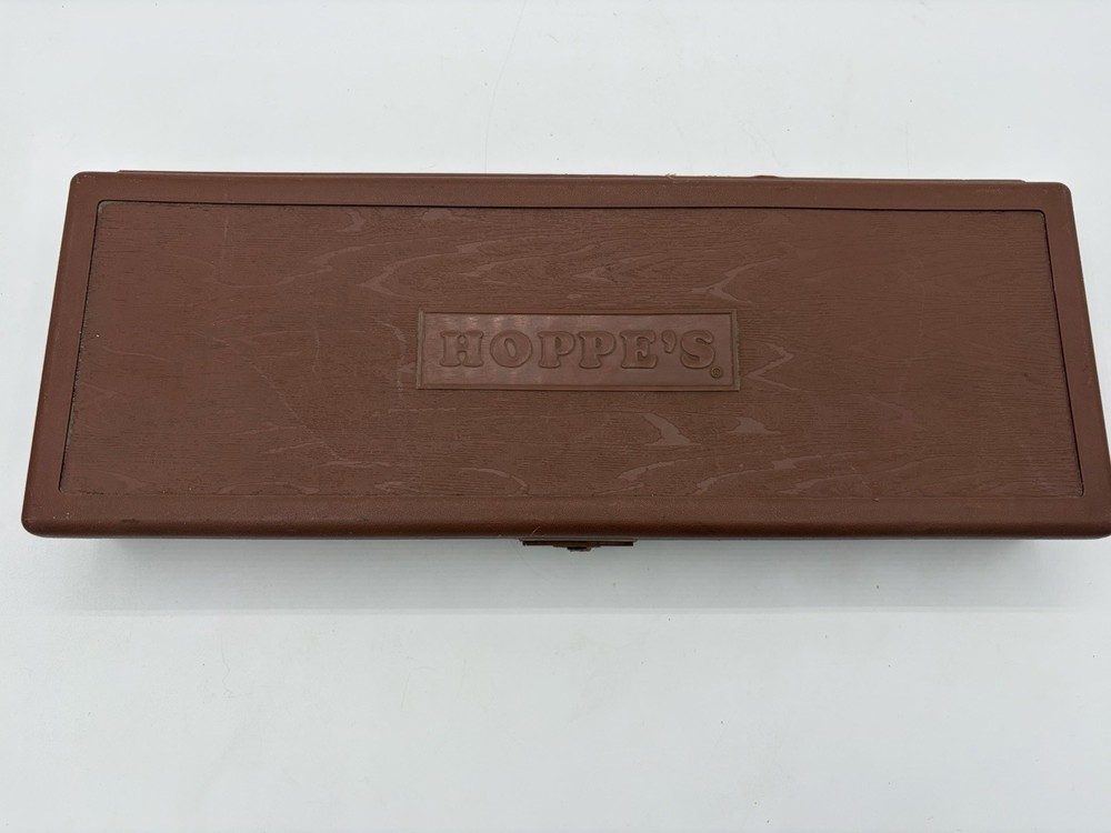 Vintage Hoppe’s Gun Cleaning Kit in a Brown Case Collectable
