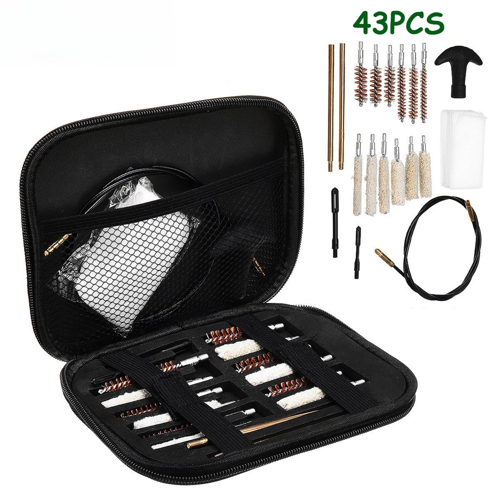 43Pcs Universal Gun Cleaning Kit Rifle Pistol Shotgun Firearm Brush Cleaner Set
