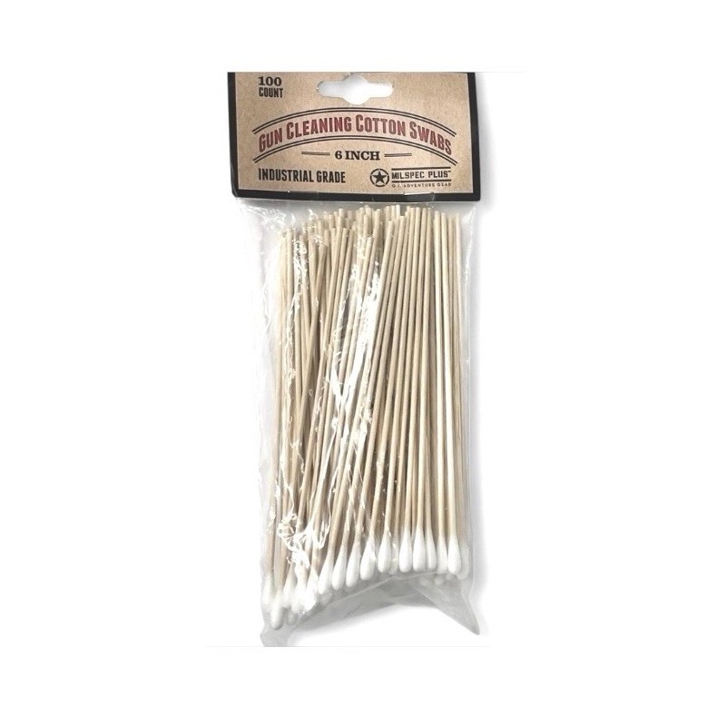 Wilspec Plus Gun Cleaning Cotton Swabs 6in Absorbent Deep Clean 100 Pack
