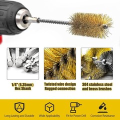 8 Pcs Drill Wire Bore Brush Set Wire Brush for Drill Bore Brush W8M43246