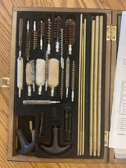 Handgun Rifle Gun Cleaning Kit Set Maintenance Supplies Assorted Calibers Wood C