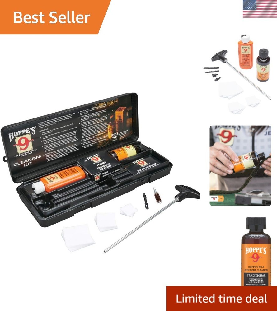 Durable Hoppe’s No. 9 Cleaning Kit with Storage Box for .38/.357 & 9mm Pistols