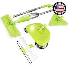 5-in-1 Eco-Friendly Cleaning Kit: Spray Mop, Duster & Window Squeegee in Green