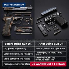 Gun Oil 2 oz & 1 oz Needle Oiler Gun Lubricant, Multi-Purpose Gun Oil and Cleane