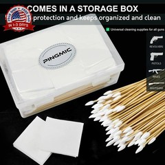 PINGMIC Gun Cleaning Supplies – 6″ Long Cotton Swabs and 2″x2″ Cleaning Patches