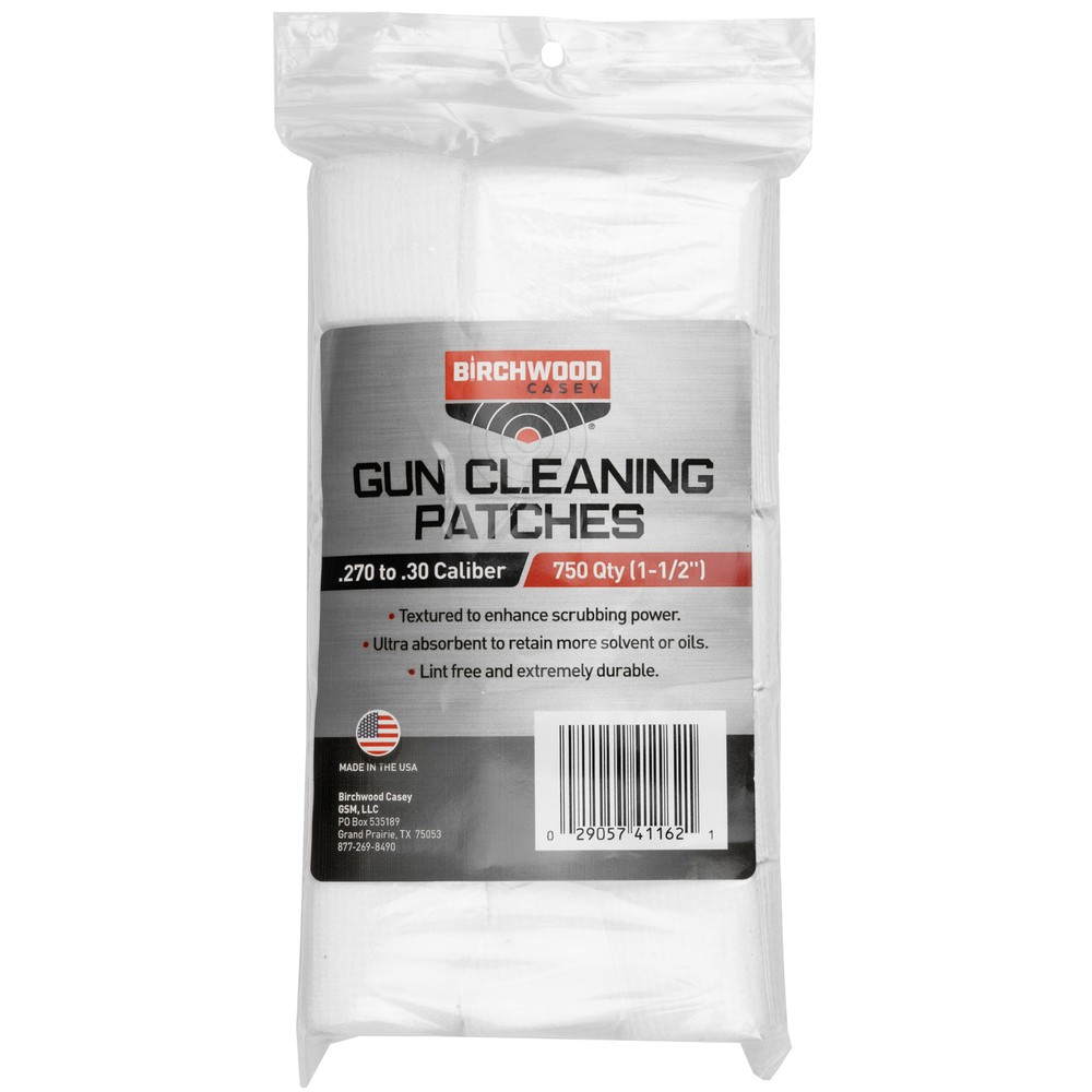 Birchwood Casey Cleaning Patches CrossWeave Lint 1.5″ 270-30Cal 750 Cotton White