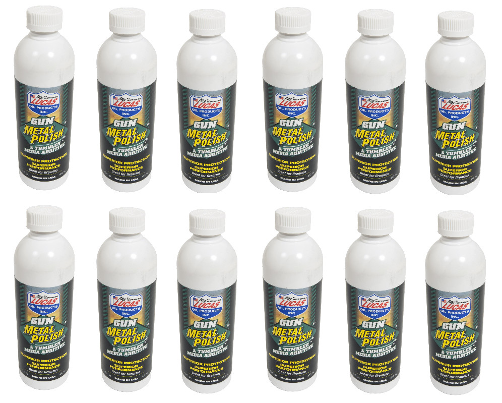 Lucas oil Gun Metal Polish Tumbler Media Additive Cleaner Oil 16oz 12 pack 10880