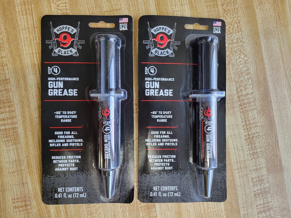 Lot of 2 Hoppes 9 Black Gun Grease Synthetic Polymer Formula 12CC Syringe HBGG