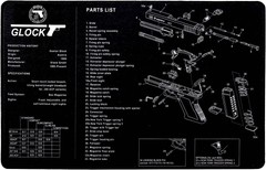 Pistol Cleaning Bench Glock Mat 17”X14” w/Pistol Parts List View Non-Slip NEW