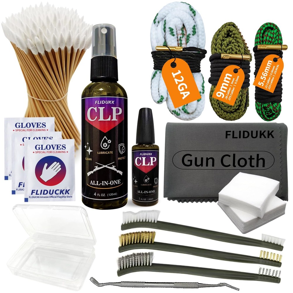 12Ga /9mm / 5.56mm Bore Cleaner+ 5oz CLP Oil(Needle+Spray) Cleaning Kits,Clea…