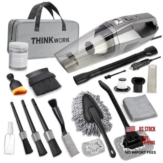 Car Cleaning Kit, Car Vacuum Kit, Gray Car Interior Detailing Kit Gray(20pcs)