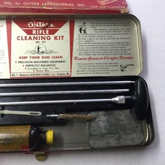 Vintage Outers Rifle Cleaning Kit No 477 Red Metal Case Gunslick Tin Hunting