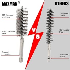 Stainless Steel Bore Brush Set – 8pcs Wire Brushes for Drill, Durable Twisted Br
