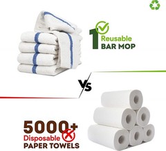 STF Linen Bar Mops Blue Stripe 60-Pack Kitchen Towels 16×19 Multi-Purpose