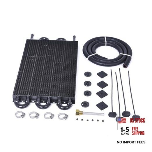 Universal 5/16″ Transmission Oil Cooler, 6 Pass Tube and Fin 6 Pass Black
