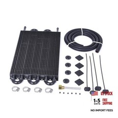 Universal 5/16″ Transmission Oil Cooler, 6 Pass Tube and Fin 6 Pass Black