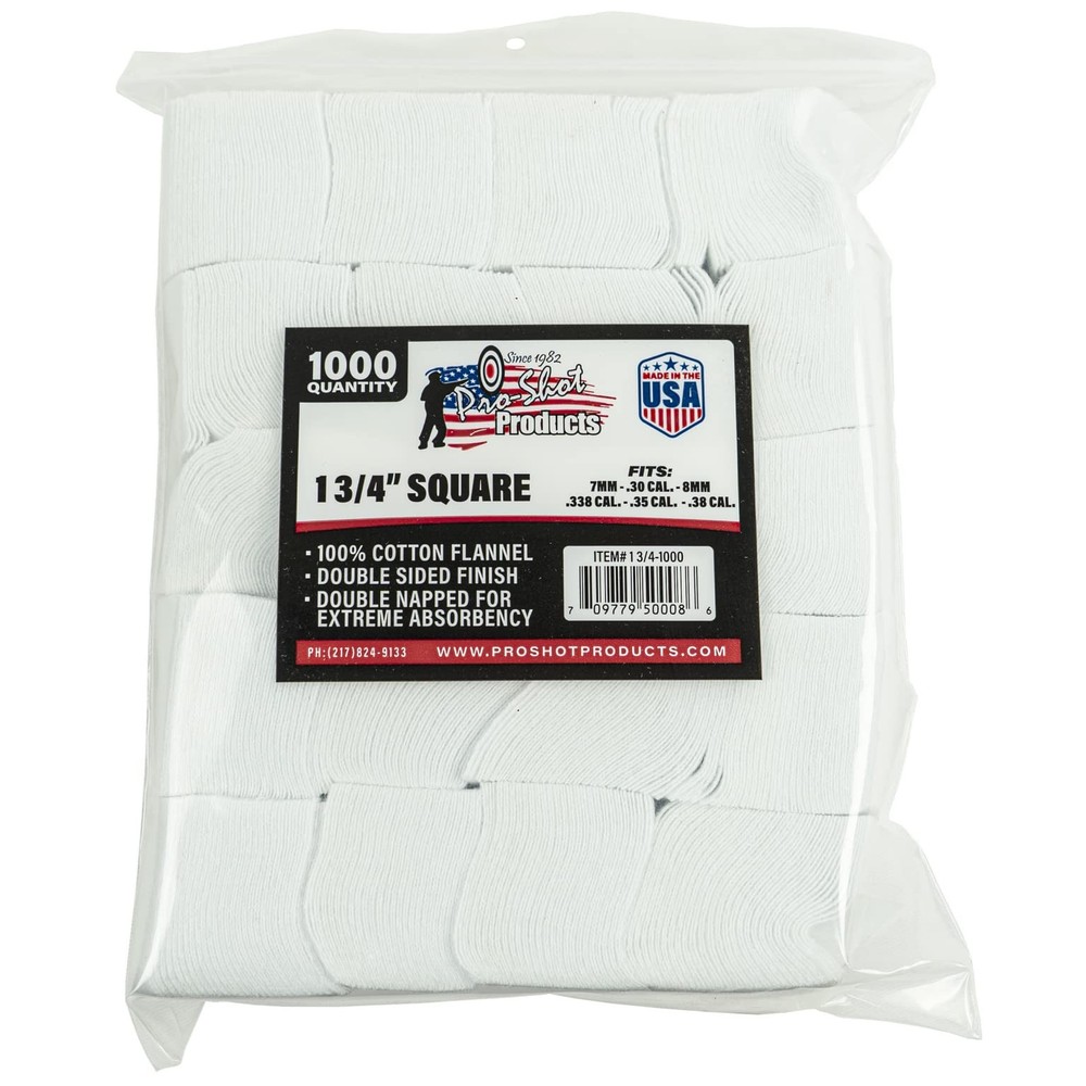 Gun Cleaning Patches – 1,000 Count – 1 3/4 Inch – Square