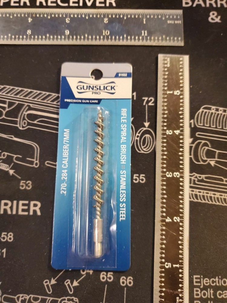 Gunslick Pro Rifle Bore Brush .270/.284/7mm Caliber Spiral Stainless Steel New