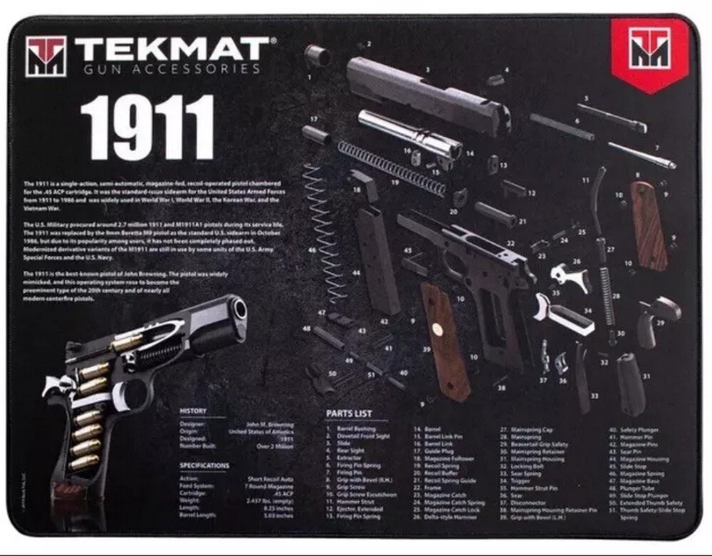 Tekmat 3D Ultra 15″ x 20″ Gun Cleaning Mat w/ 1911 Diagram – TEKR2019113D