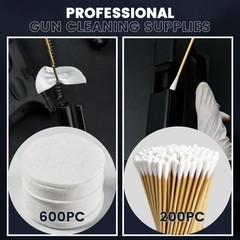 800PC Gun Cleaning Supplies with Storage Box, Lint-Free 2” Gun Cleaning Patc…