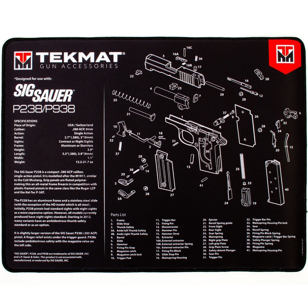 TekMat Ultra Premium Gun Cleaning Mat – 20″ X 15″ – Sig Sauer P238