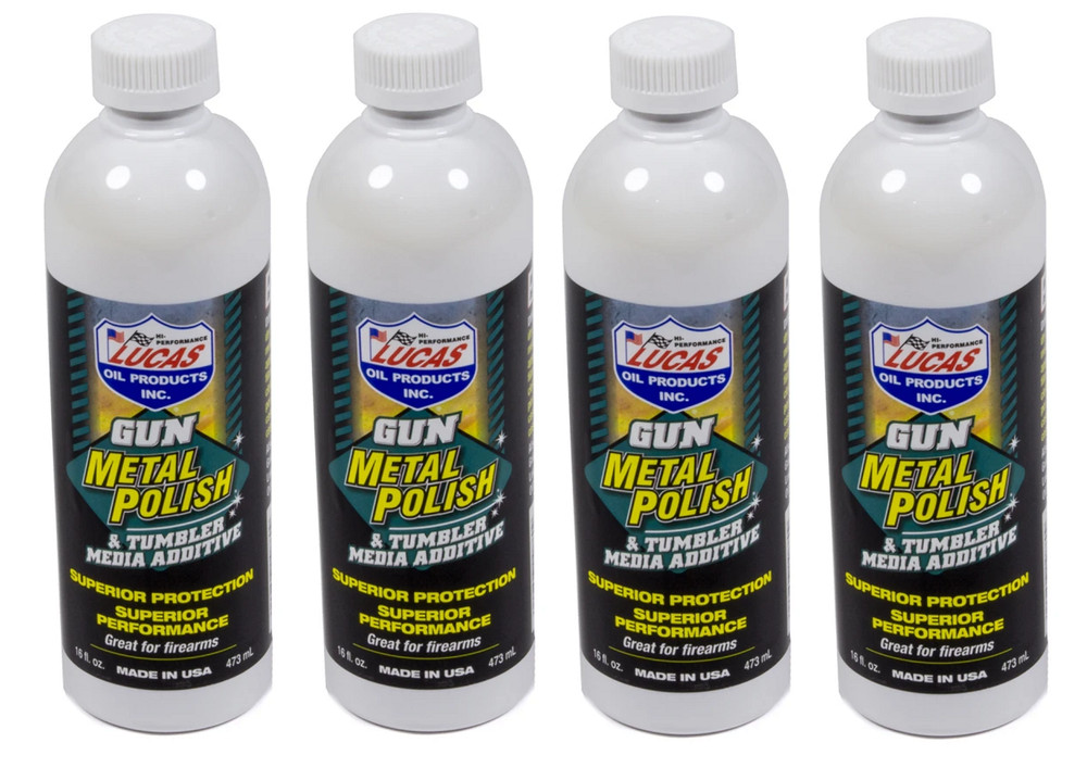 Lucas 10880 Gun Metal Polish Tumbler Media Additive Cleaner Oil 16oz (4 Bottles)