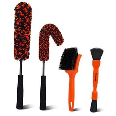 4PCS Car Wheel Cleaning Kit, 2-Size Bendable Microfiber 4 Pack Orange&black
