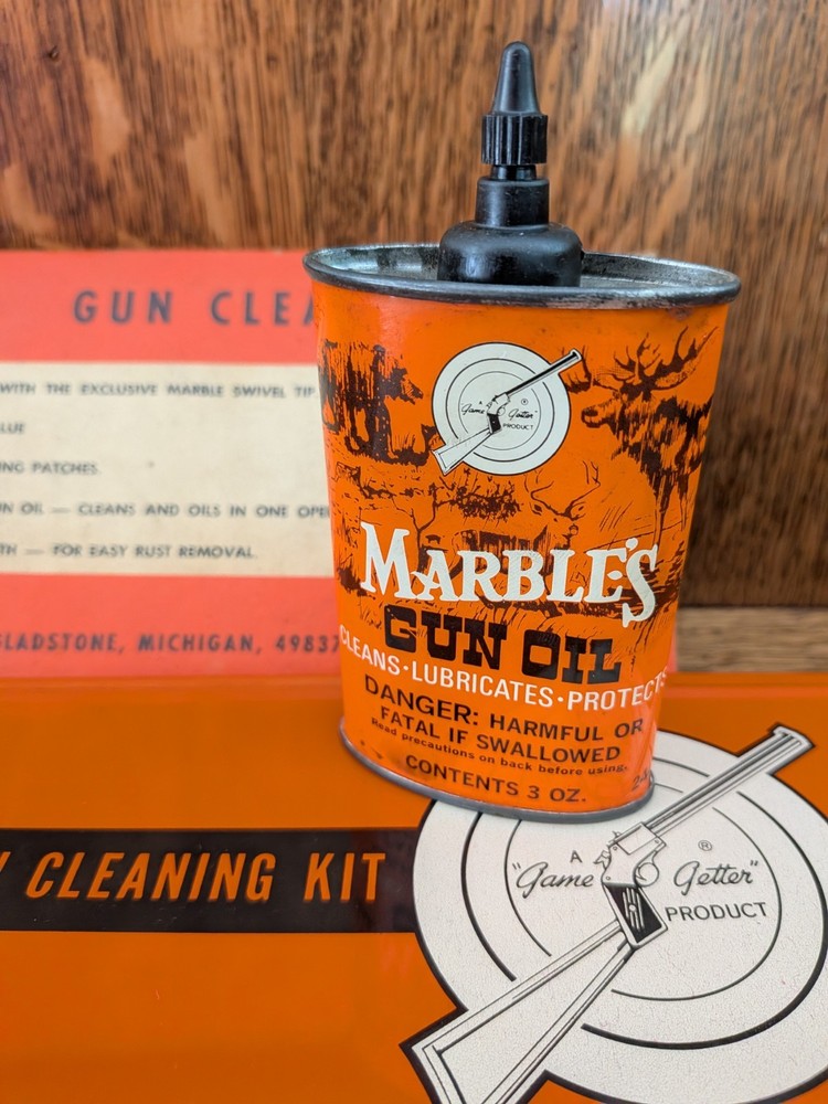 Vintage Marble Steel Case With Original Cardboard Sleeve Gun Cleaning Kit Decor
