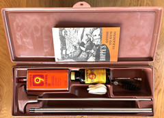 Vintage Hoppe’s Gun Cleaning Kit Plastic Case 3-Pc Rod Solvent Oil Patches Guide